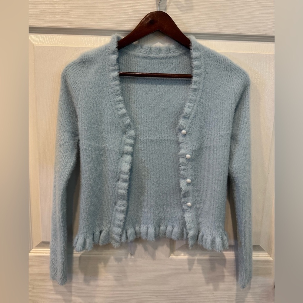 Unbranded Cardigan Long Sleeve Soft Ruffle Women’s Size Small - Picture 4 of 10